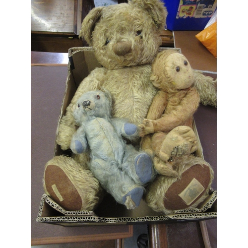 278 - Vintage Chad Valley gold plush teddy bear, 53cm high overall together with two other smaller plush c... 