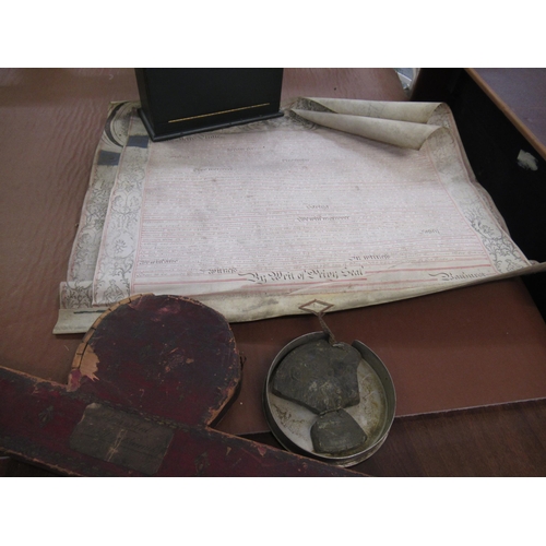 280 - Two 19th Century leather cased seals of office, an 1816 Baronet's seal (boxed, at fault) and a Victo... 