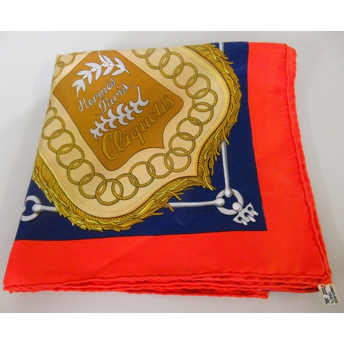 77 - Hermes, Paris, ' Cliquetis ' silk scarf by Julia Abadie, 90cm square