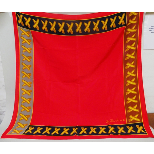 Paloma Picasso, red silk scarf, 86cm square