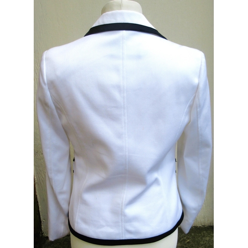 82 - Love Moschino, ladies white blue trimmed short jacket, size 14