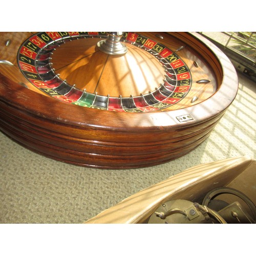 260 - Mid 20th Century full size roulette wheel with satinwood and chrome fitted interior, inscribed A.B.P... 