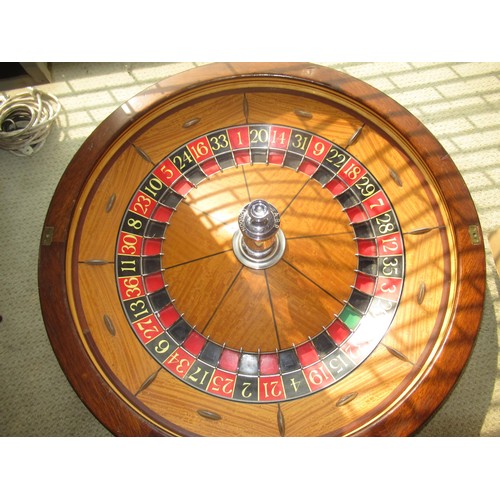 260 - Mid 20th Century full size roulette wheel with satinwood and chrome fitted interior, inscribed A.B.P... 