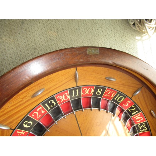 260 - Mid 20th Century full size roulette wheel with satinwood and chrome fitted interior, inscribed A.B.P... 