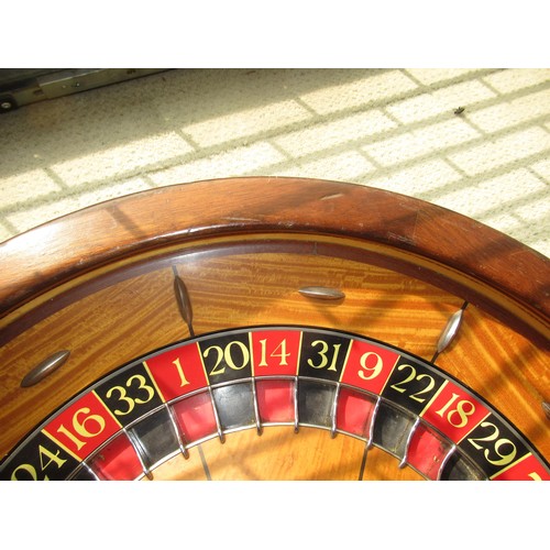 260 - Mid 20th Century full size roulette wheel with satinwood and chrome fitted interior, inscribed A.B.P... 