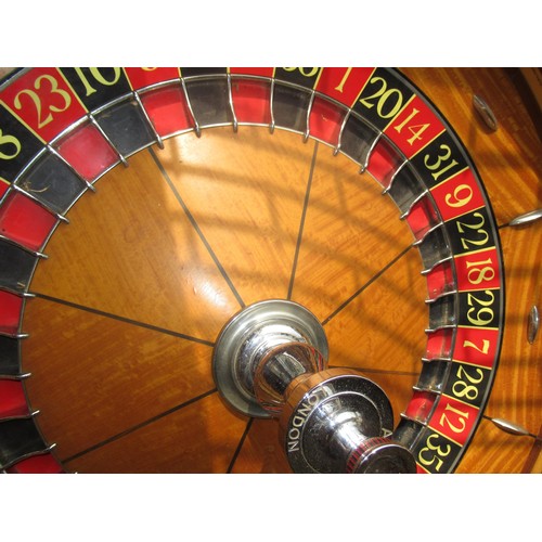 260 - Mid 20th Century full size roulette wheel with satinwood and chrome fitted interior, inscribed A.B.P... 