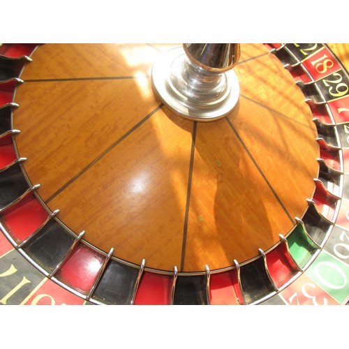 260 - Mid 20th Century full size roulette wheel with satinwood and chrome fitted interior, inscribed A.B.P... 