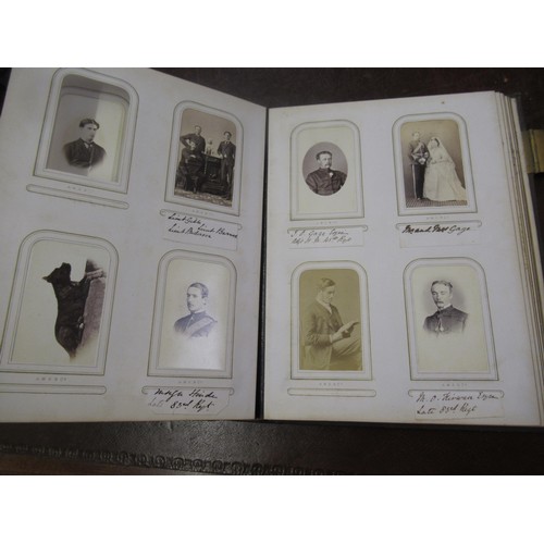 284 - 19th Century photograph album containing a collection of various photographs, the inner cover having... 