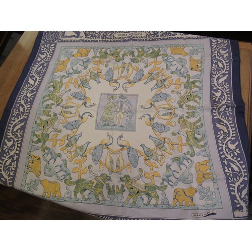 76 - Hermes, Paris, silk scarf ' Early America ' by F. De La Perriere, 90cm square