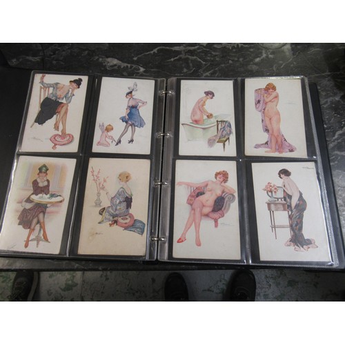 351 - Black folder containing a large collection of various early and later 20th Century postcards of ladi... 