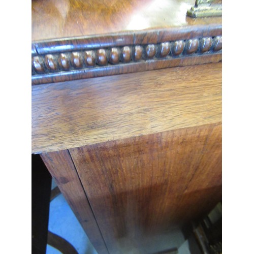 1538 - Regency rosewood breakfront side cabinet, the galleried top above two central shelves flanked by two... 