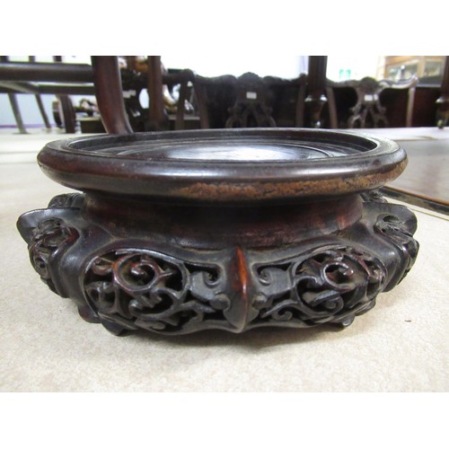 249 - Quantity of various Chinese hardwood carved and pierced circular vase stands