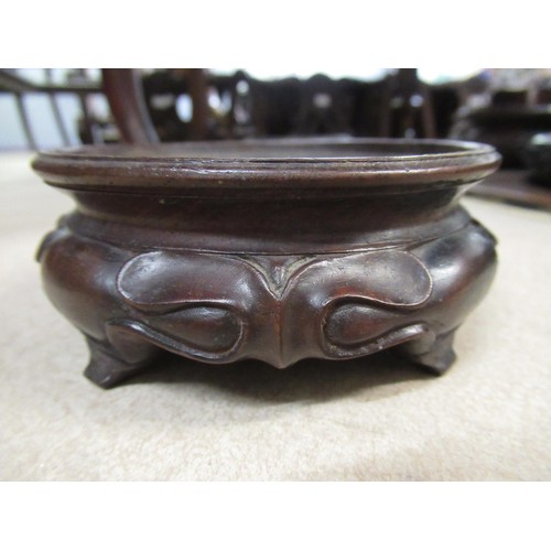 249 - Quantity of various Chinese hardwood carved and pierced circular vase stands