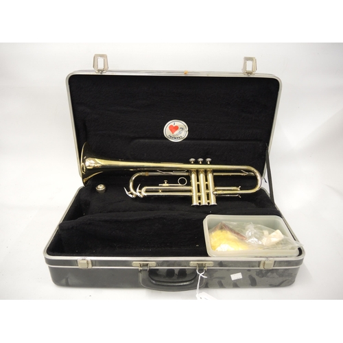 105 - American trumpet inscribed ' Blessing Scholastic ' in fitted case, together with another case contai... 