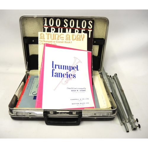 105 - American trumpet inscribed ' Blessing Scholastic ' in fitted case, together with another case contai... 