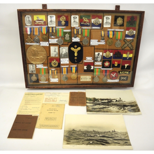 107 - World War I, II and later family medal collection including a three medal group with death plaque to... 