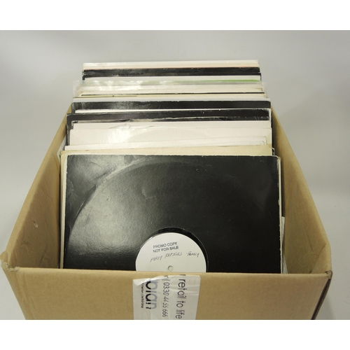 141 - Two boxes containing a large quantity of various 1980's dance promos and other records