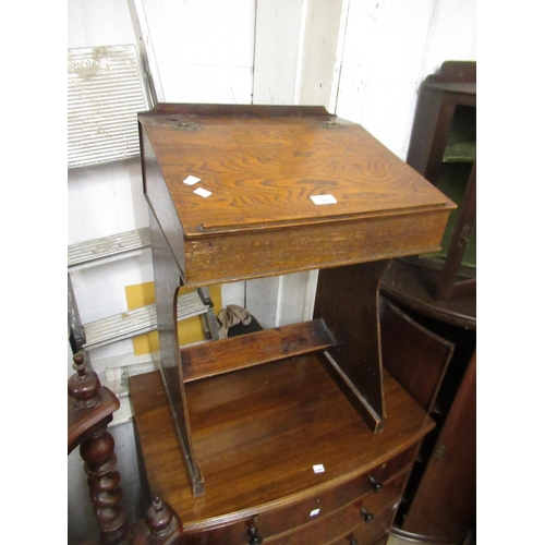 1588 - Child's oak school desk and chair, 46cm wide