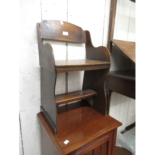 1588 - Child's oak school desk and chair, 46cm wide