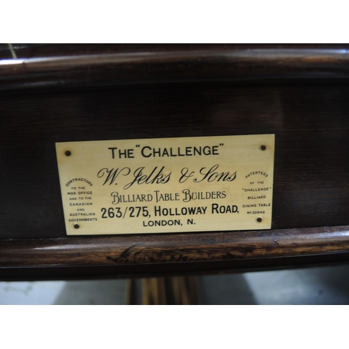 1592 - ' The Challenge ', three quarter size mahogany snooker / dining table by W. Jelks & Sons, the remova... 