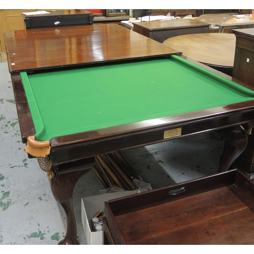 1592 - ' The Challenge ', three quarter size mahogany snooker / dining table by W. Jelks & Sons, the remova... 