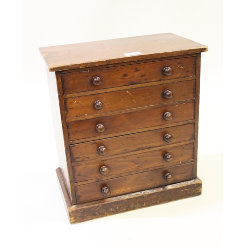 1600 - 19th Century stained pine six drawer table top collector's cabinet