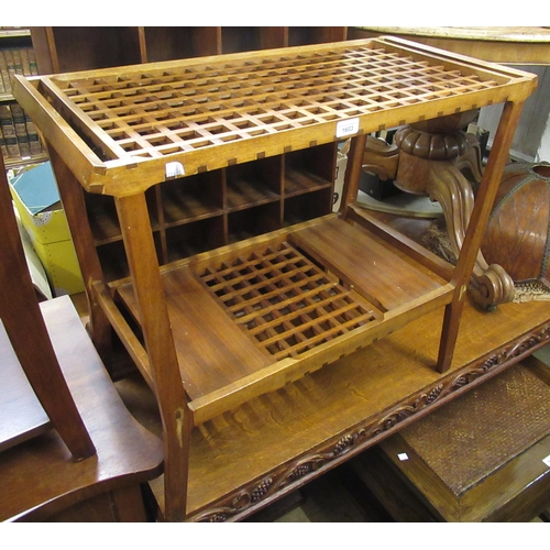 1603 - 20th Century Danish teak side table with open trellis top and undertier