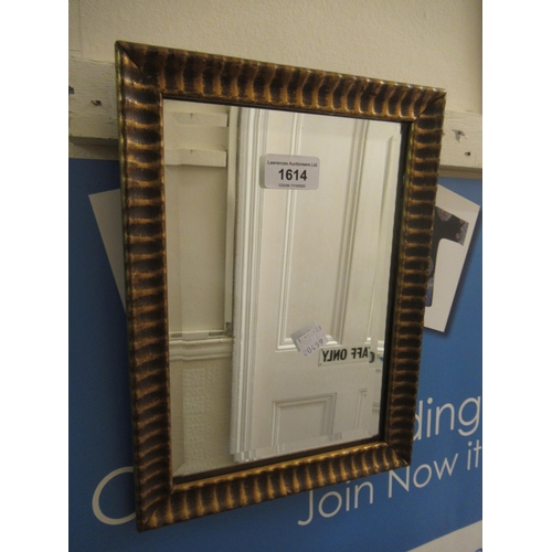 1614 - Small gilt framed rectangular wall mirror with original bevelled plate, 29 x 22cm