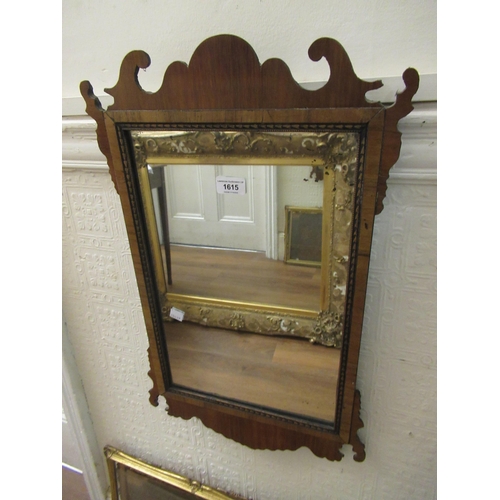 1615 - 19th Century mahogany rectangular wall mirror, 63cm high x 39cm wide together with a modern carved w... 