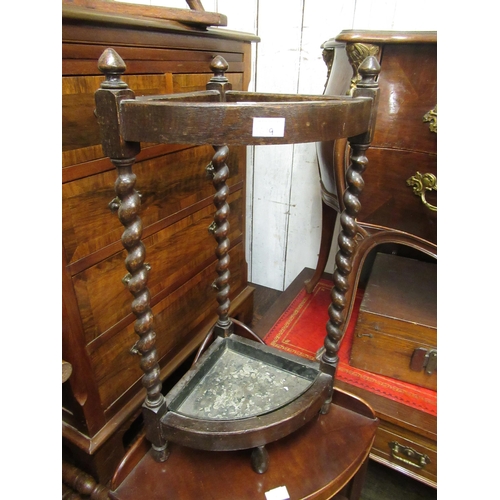 1619 - 20th Century splat and stickback rocking chair with loose cushion, a corner stickstand on barley twi... 