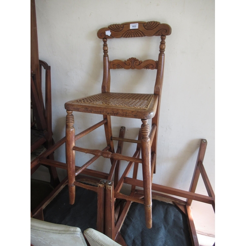 1622 - Child's Regency beechwood correction chair with cane seat, late 19th Century walnut open armchair wi... 