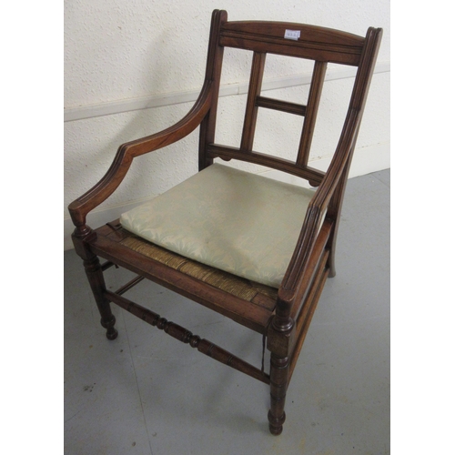 1622 - Child's Regency beechwood correction chair with cane seat, late 19th Century walnut open armchair wi... 