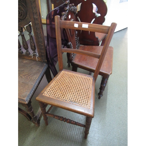 1622 - Child's Regency beechwood correction chair with cane seat, late 19th Century walnut open armchair wi... 