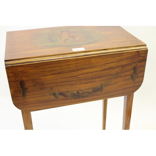 1635 - Late 19th / early 20th Century satinwood Pembroke type drop-leaf work table in Sheraton style, the t... 