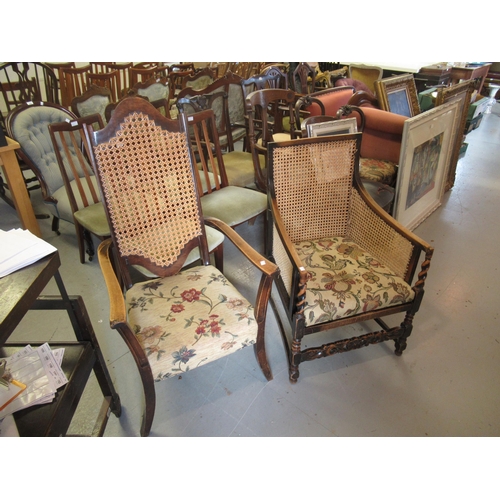 1640 - Bergere armchair and a beechwood armchair with cane back