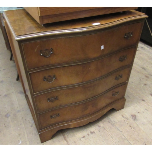 1651 - Reproduction walnut serpentine fronted four drawer chest, together with a similar card table, 82 x 7... 