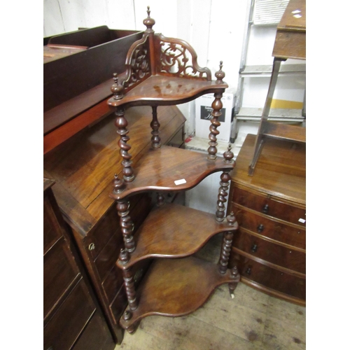 1654 - Victorian walnut graduated four tier whatnot with barley twist uprights, together with an Edwardian ... 