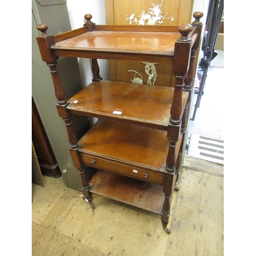 1655 - 19th Century mahogany rectangular four tier whatnot with a single drawer, 112 x 58cm