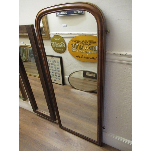 1656 - 19th Century mahogany dome top wall mirror with moulded frame, 143cm high x 60cm wide, together with... 