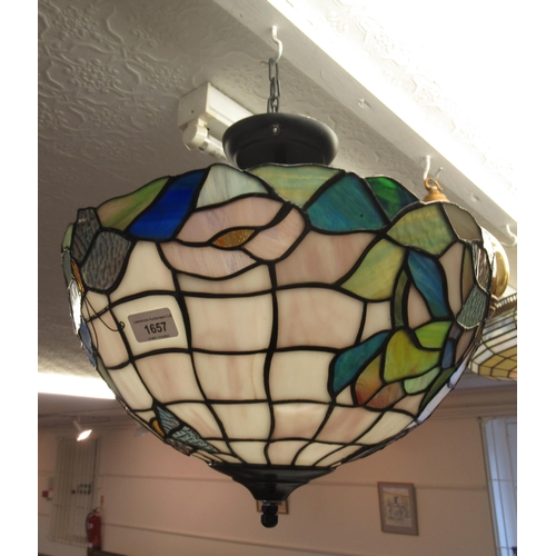 1657 - Late 20th Century Tiffany style hanging ceiling light, 40cm diameter x 35cm drop