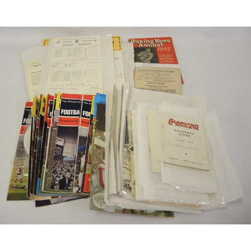 186 - Small box containing a collection of sporting guides and programmes with other ephemera including po... 