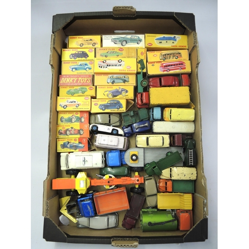 223 - Box of forty four Corgi and Dinky diecast metal model vehicles, some original boxes, some later boxe... 