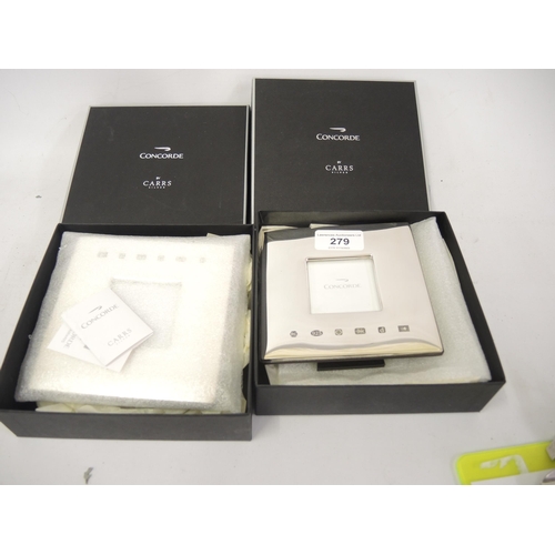 279 - Two boxed square silver Concorde British Airways photograph frames in original boxes