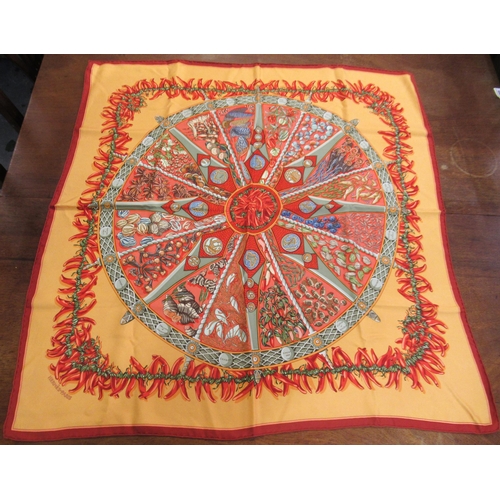 59 - Hermes, ' Aux Pays des Epices ' silk scarf designed by  Annie Faivre, in original box