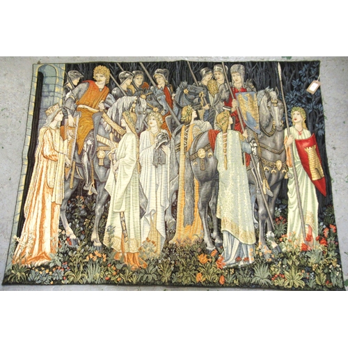 62 - Modern machine woven tapestry, ' The Quest for the Holy Grail ', 100 x 140cm, after a design by Edwa... 