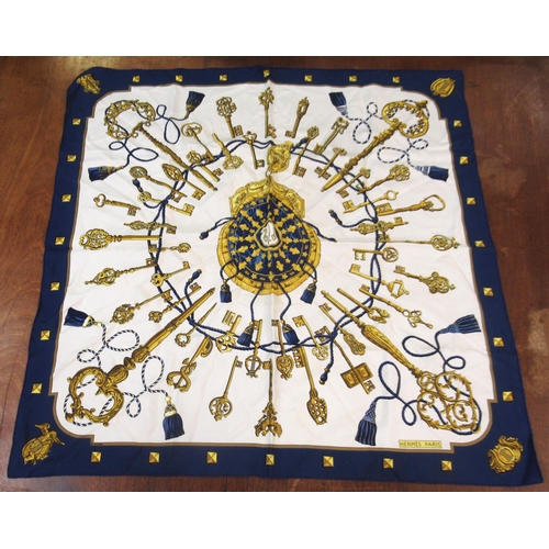 64 - Hermes, silk scarf, ' Les clefs ' by Caty Latham, 90cm square