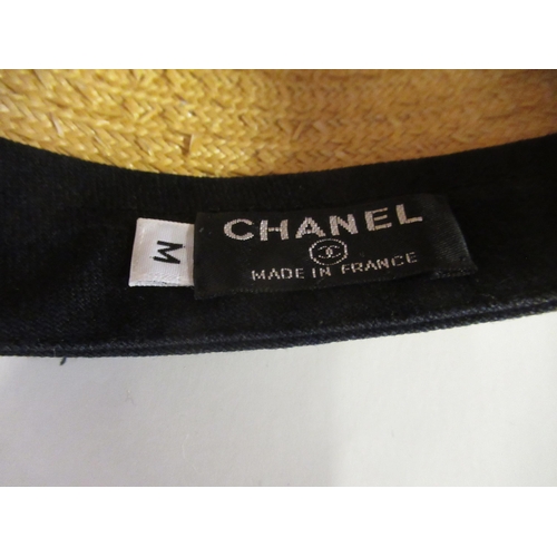 66 - Chanel, straw and black linen baseball cap, size M, in original dust bag