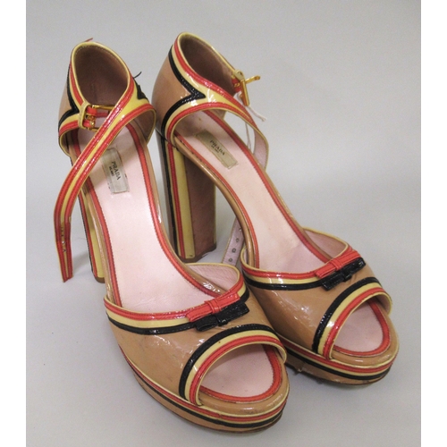 69 - Prada, pair of patent leather platform sandals, size 39.5