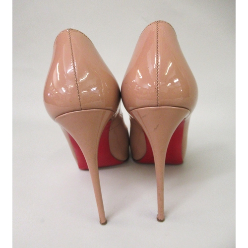 70 - Christian Louboutin, Paris, patent leather peep toe court shoes, size 39.5