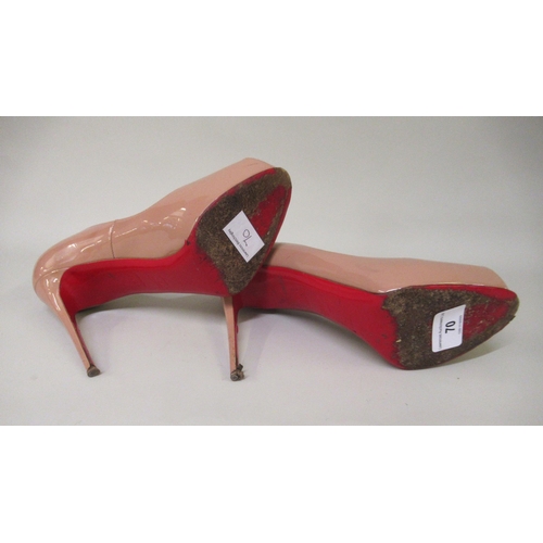 70 - Christian Louboutin, Paris, patent leather peep toe court shoes, size 39.5